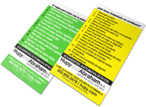 Obtenga su tarjeta verde y amarillo:  "¿Qué hacer después de un accidente?" y "Reglas para lidiar con la policía"