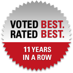 Voted Best, Rated Best, 11 Years in a Row