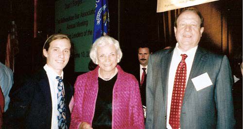 Rex Hupy, Former United States Supreme Court Justice Sandra Day O’Connor and Attorney Michael F. Hupy at the Milwaukee Bar Association 150th Anniversary Luncheon